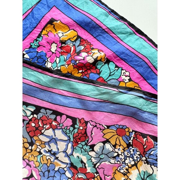 Vintage LIBERTY Floral Silk Habotai 16.5" x 16.5" Square Scarf - Picture 7 of 10